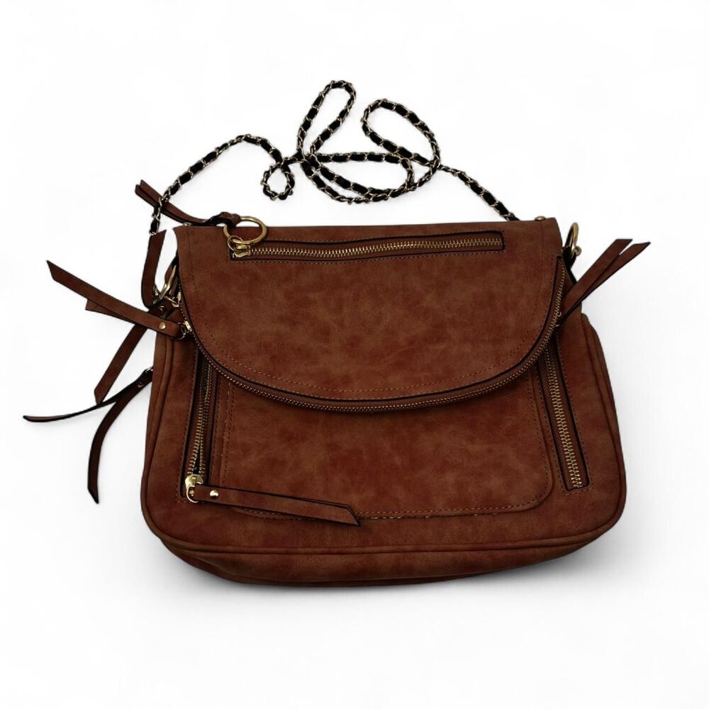 Mauve Suede Purse with Adjustable Straps and Gold Hardware